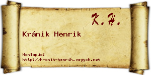 Kránik Henrik névjegykártya